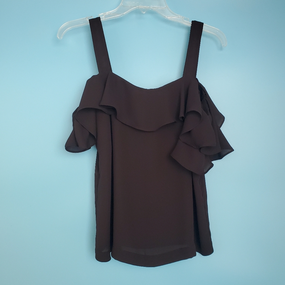 J. Crew Blouse Size 2 Cold Shoulder Black